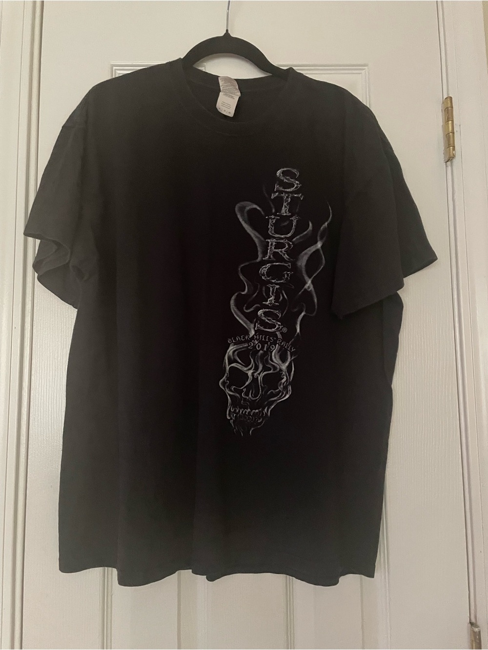 2019 Sturgis Black Hills Rally Short Sleeve Tee with White Skull STURGIS Graphic
